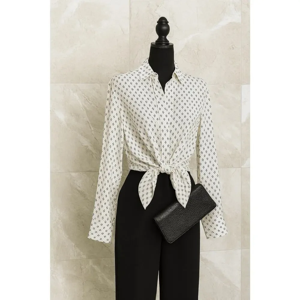 Equipment Silk Tie-Front Blouse, XS Ivory, Minimalist Classic Capsule Office Top